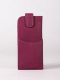 Lakeland Leather cranberry real leather glasses case slimline (British brand)