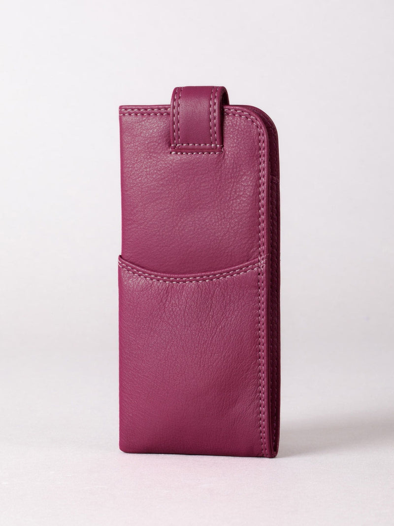 Lakeland Leather cranberry real leather glasses case slimline (British brand)