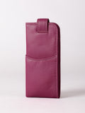 Lakeland Leather cranberry real leather glasses case slimline (British brand)