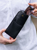 Lakeland Leather black double glasses case, imported from the UK