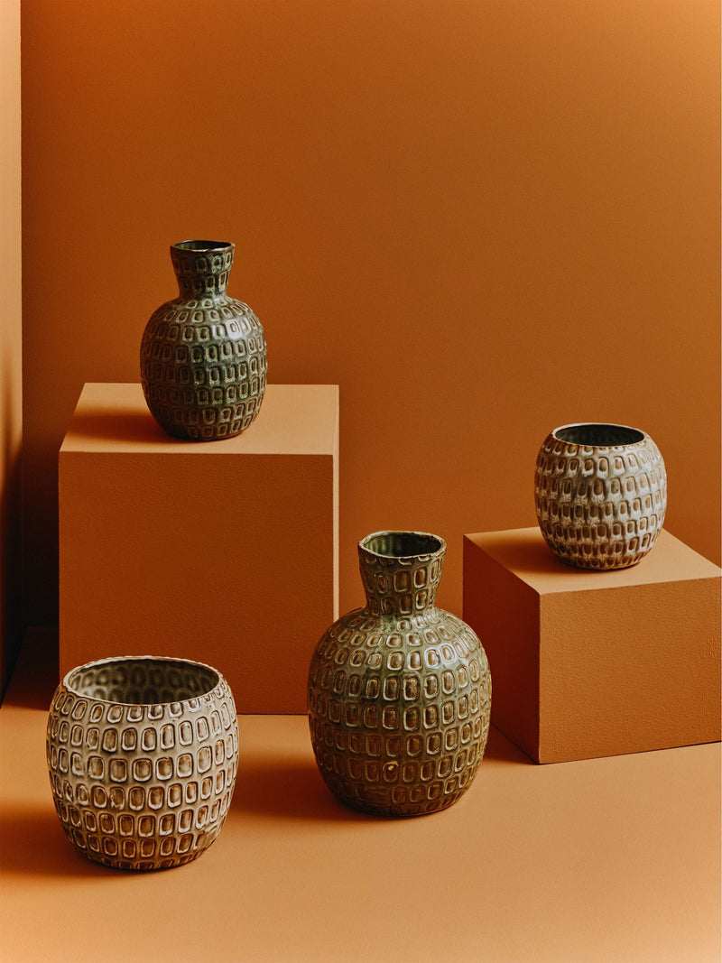 Interiors by Premier Green Yana large ceramic vase (British brand)