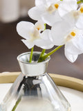 Artificial white orchid in glass vase 23cm tall (British brand)