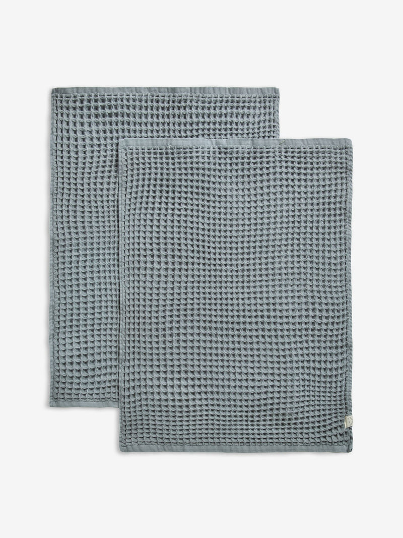 Grey waffle tea towels set of 2, 60cm by 40cm, UK version