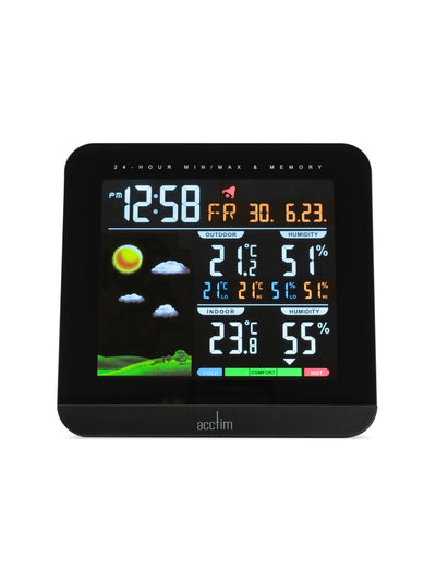 Next Acctim Wyndham Black Colour Weather Station Alarm Clock- Buy online at McGrocer