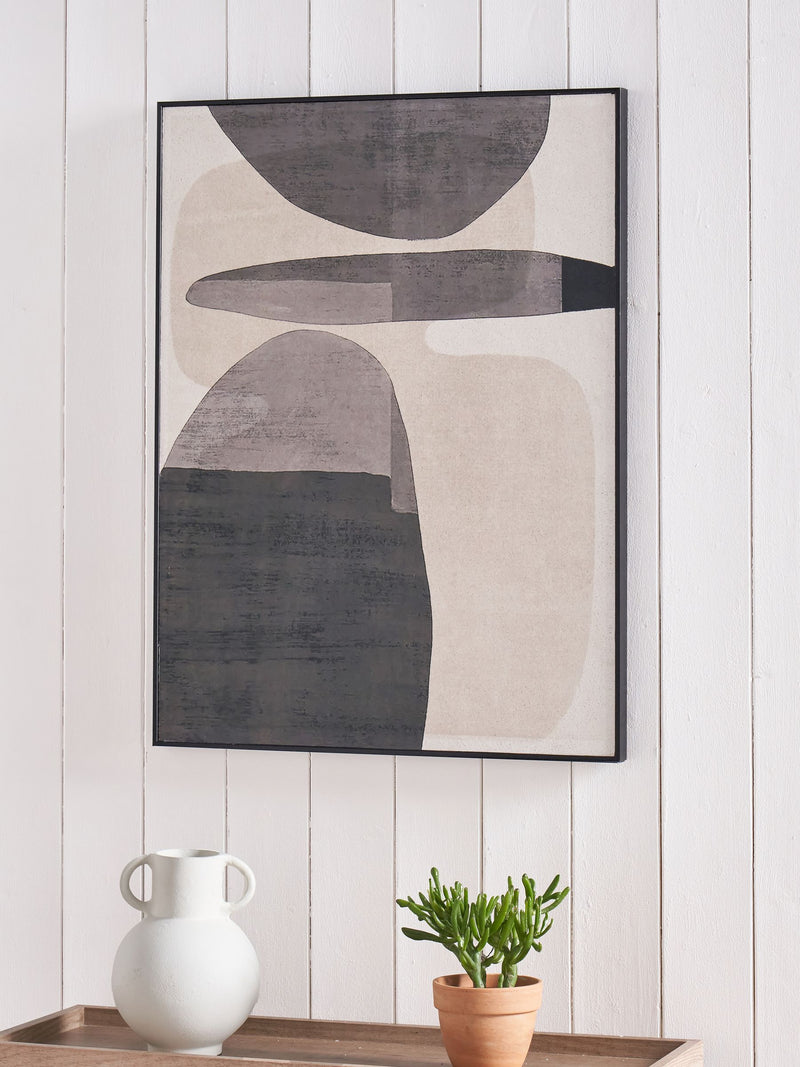Pacific black and white canvas with ovals design frame 80cm x 60cm, imported from the UK