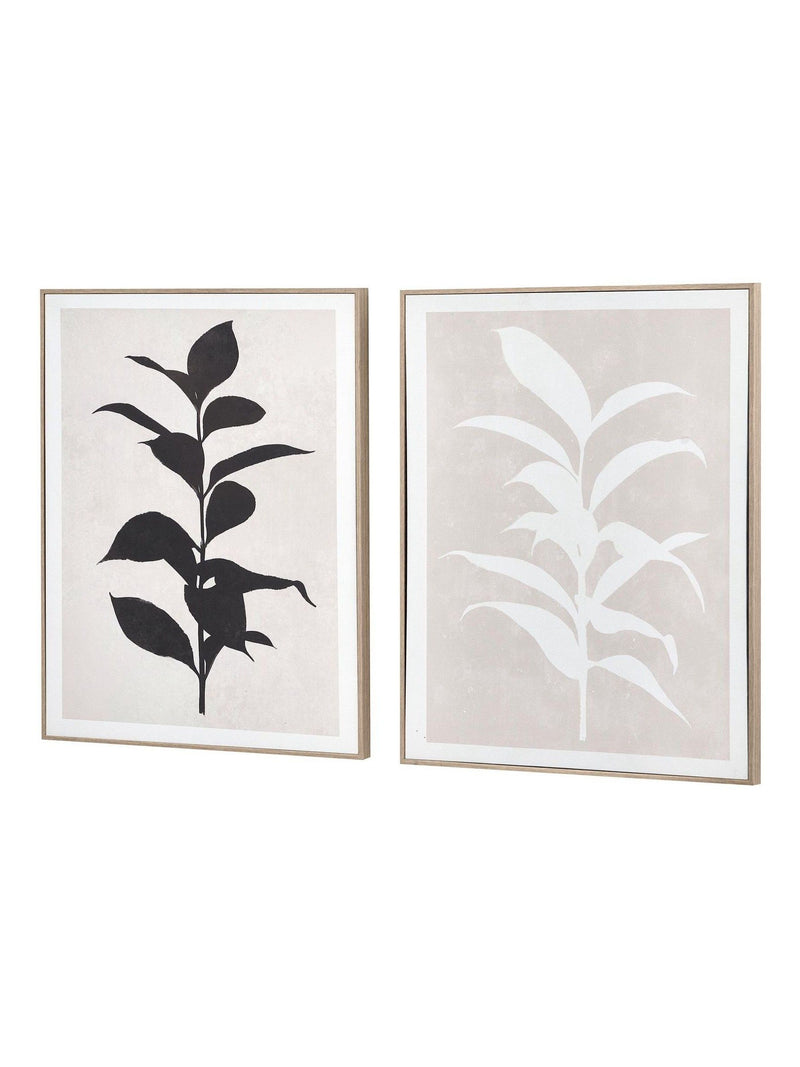 Pacific Natural leaf print framed canvas set, 50x35x4cm, imported from the UK