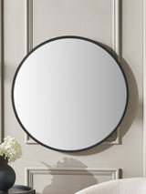 Next Pacific Black Veneer and Mirrored Glass Round Wall Mirror 74cm- Buy online at McGrocer