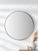 Next Pacific Brushed Silver Small Metal Frame Round Wall Mirror, 60cm- Buy online at McGrocer