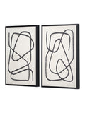 Black and white squiggle print canvases with frames, imported from the UK