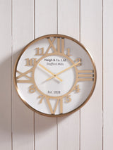 Next Pacific Gold and White Metal Round Wall Clock 40cm- Buy online at McGrocer