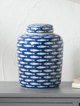 Next Pacific Blue Schoal Ceramic Fish Detail Lidded Ginger Jar- Buy online at McGrocer
