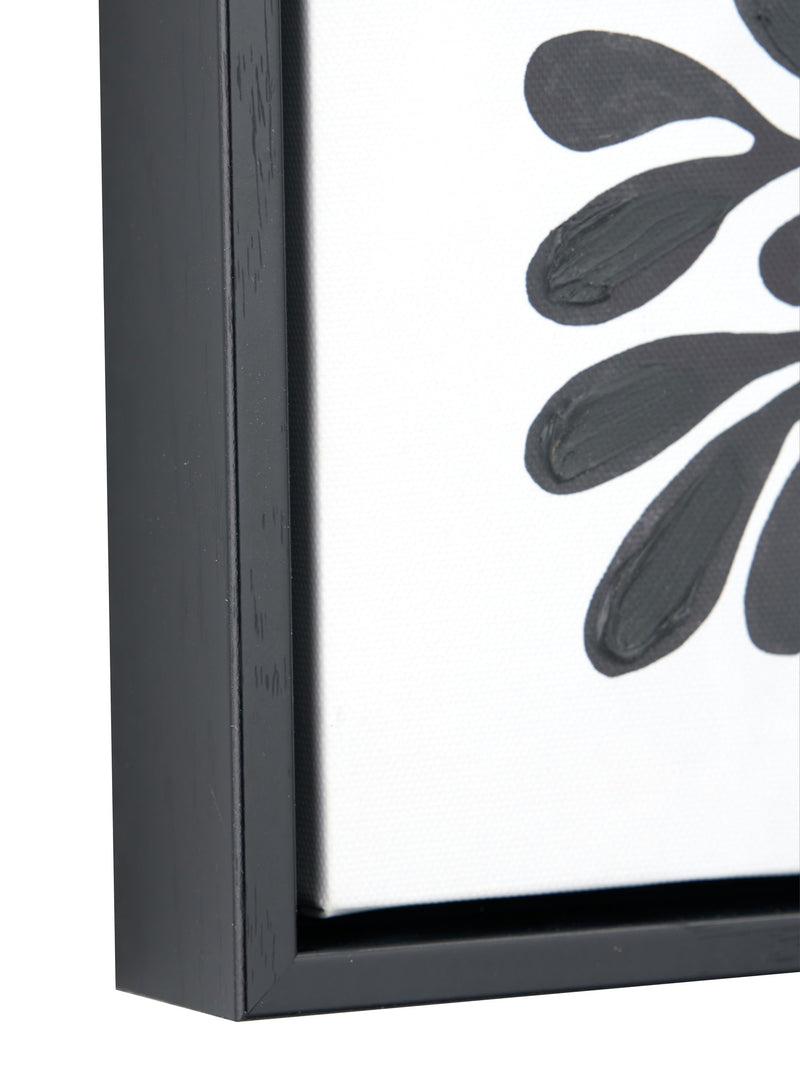 Pacific black and white leaf print square canvases with frames set of 2, imported from the UK