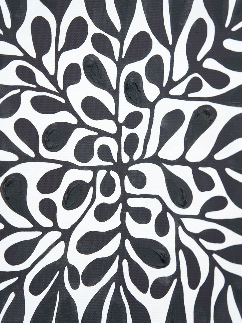 Pacific black and white leaf print square canvases with frames set of 2, imported from the UK