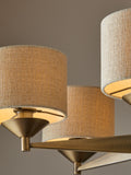 Brass Marston 5 light chandelier with brushed brass finish, imported from the UK