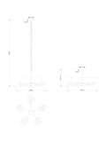 Brass Marston 5 light chandelier with brushed brass finish, imported from the UK