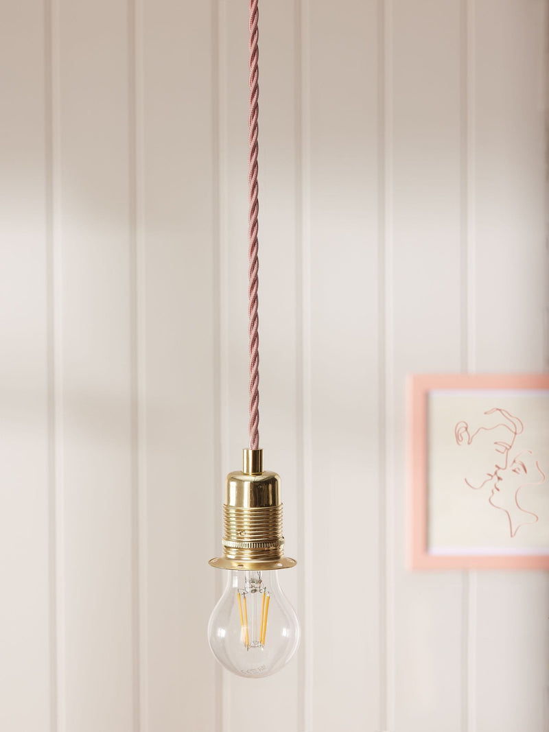 Pink ES lamp holder cable kit with adjustable drop, UK version