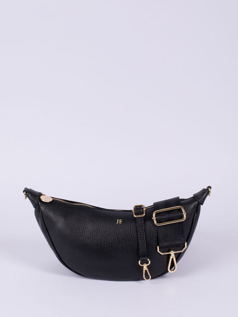 LRM Goods black leather hip bag, imported from the UK
