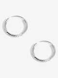 Simply Silver sterling silver textured mini sleeper hoop earrings 18mm (British brand)