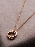Personalised Mini Two Ring Necklace with Trace Chain in Rose Gold Plated Sterling Silver