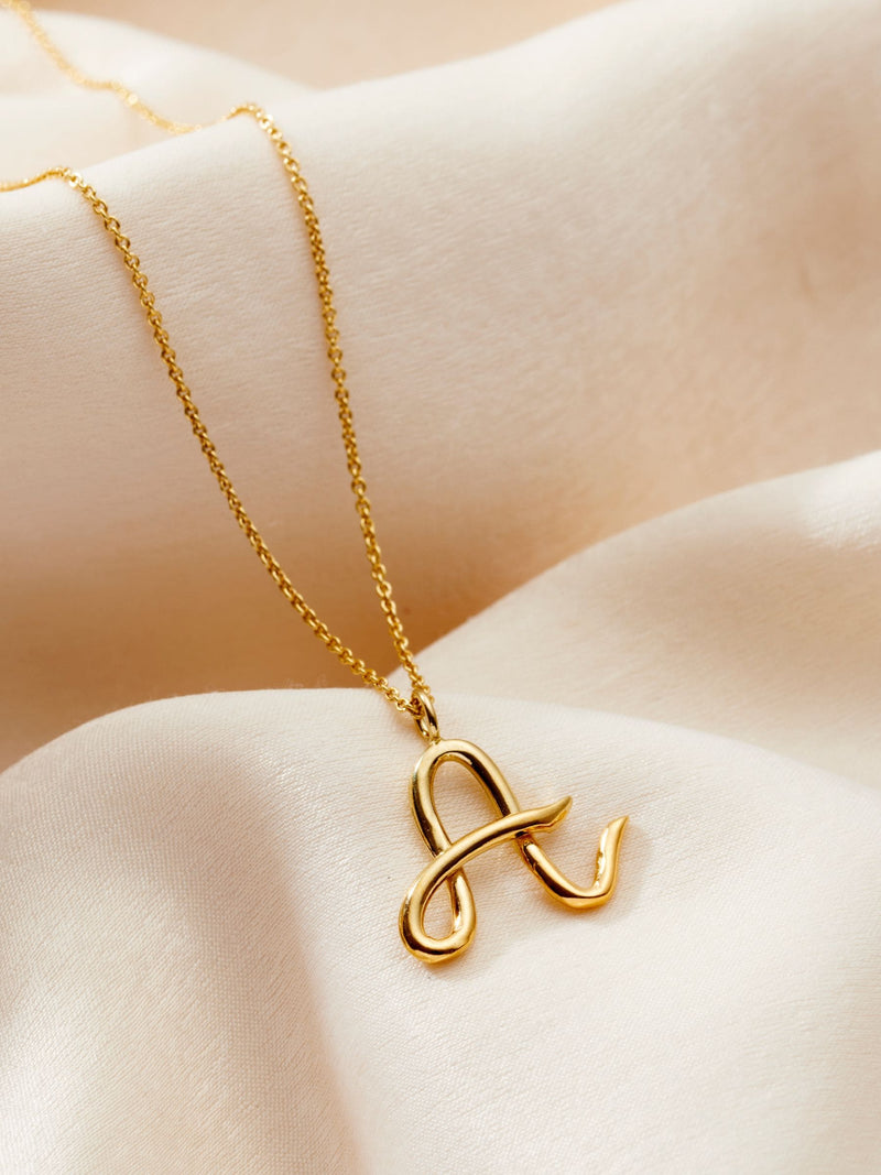 Posh Totty Designs gold tone large initial necklace, imported from the UK