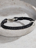 Posh Totty Designs men's personalised leather silver bracelet 21cm, imported from the UK