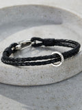 Posh Totty Designs men's personalised leather silver bracelet 21cm, imported from the UK