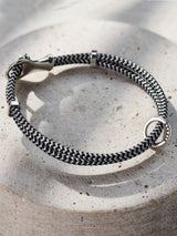 Next Posh Totty Designs Men's Silver Tone Personalised Heringbone Leather Message Bracelet 21cm- Buy online at McGrocer