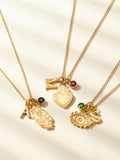 Posh Totty Designs gold tone personalised talisman charm necklace, imported from the UK