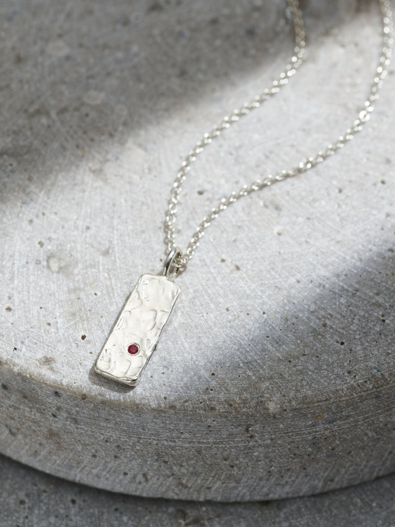 Posh Totty Designs silver tone personalised birthstone tag necklace, imported from the UK