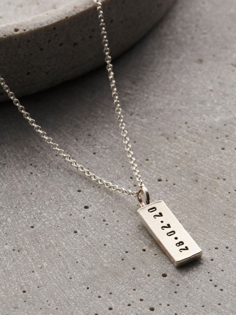Posh Totty Designs silver tone personalised birthstone tag necklace, imported from the UK