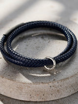 Next Posh Totty Designs Men's Silver Tone Personalised Leather Message Bracelet- Buy online at McGrocer