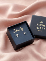 Next Posh Totty Designs Sterling Silver Personalised Starfish and Shell Stud Earrings- Buy online at McGrocer