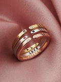 Posh Totty Designs sterling silver personalised birthstone open ring, imported from the UK