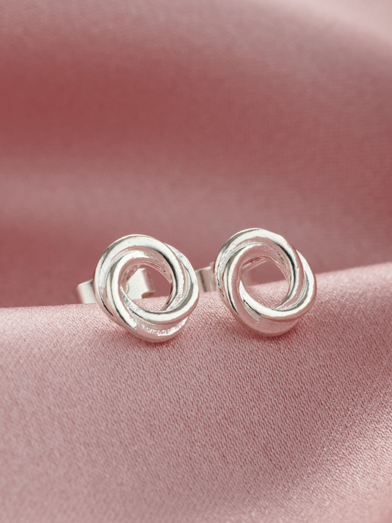 Personalised Sterling Silver Entwined Triple Ring Stud Earrings with Gift Card