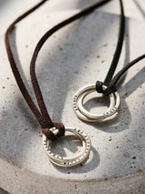Next Posh Totty Designs Sterling Silver Personalised Two Ring Russian Leather Cord Men's Necklace- Buy online at McGrocer