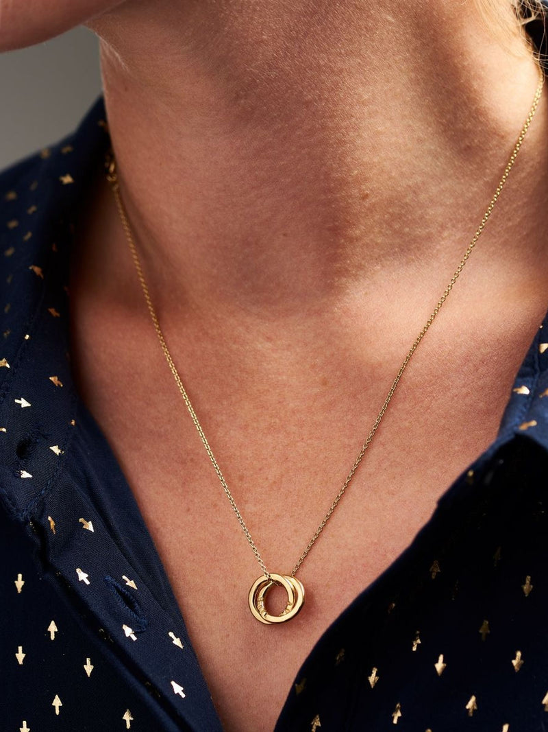 Posh Totty Designs sterling silver personalised mini two ring Russian necklace, imported from the UK