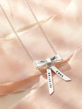 Next Posh Totty Designs Sterling Silver Personalised Bow Charm Necklace with 18'' Chain- Buy online at McGrocer