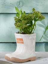Next Dibor Small White Personalised Welly Boots Garden Planter- Buy online at McGrocer