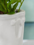Dibor white ceramic wellington boot garden planter with glaze, UK version