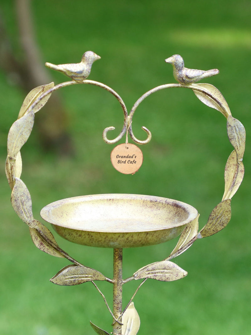 Dibor standing heart garden bird dish - British product