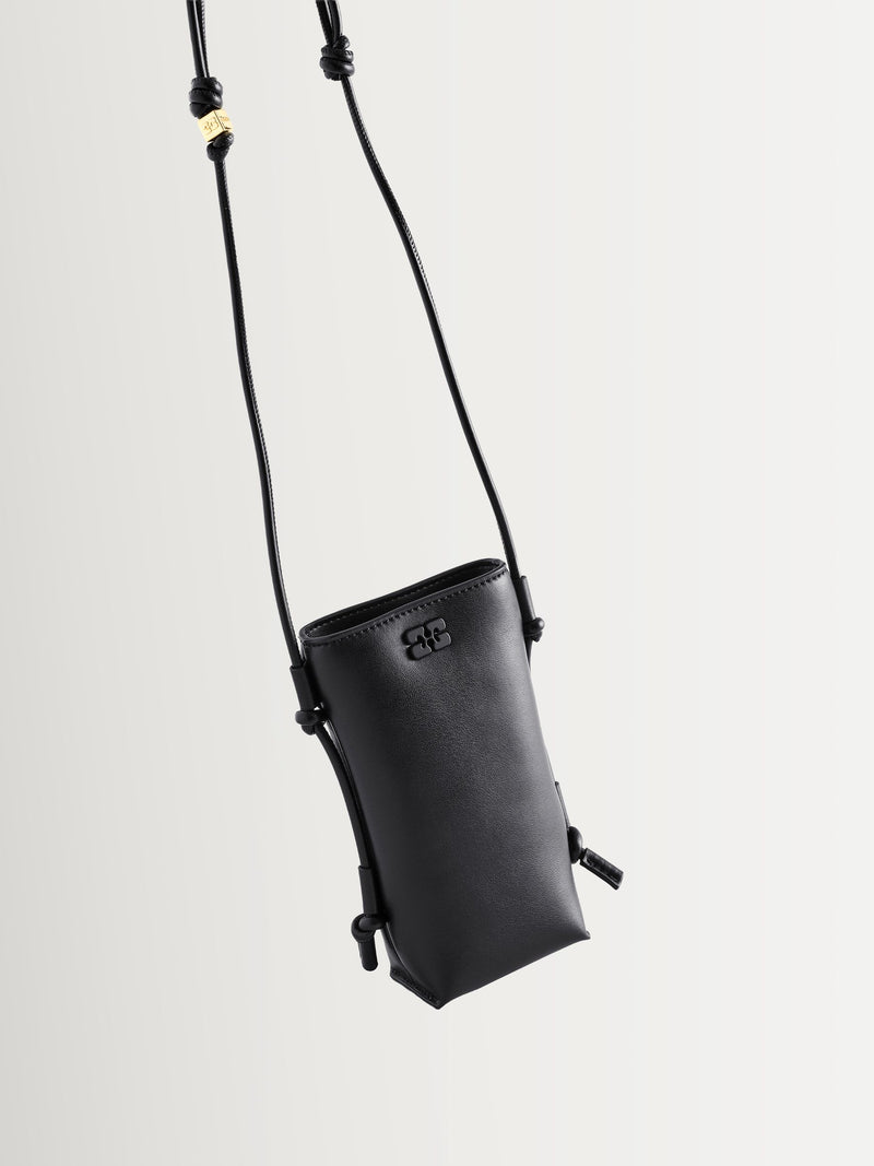 GANNI Bou crossbody bag black leather, imported from the UK