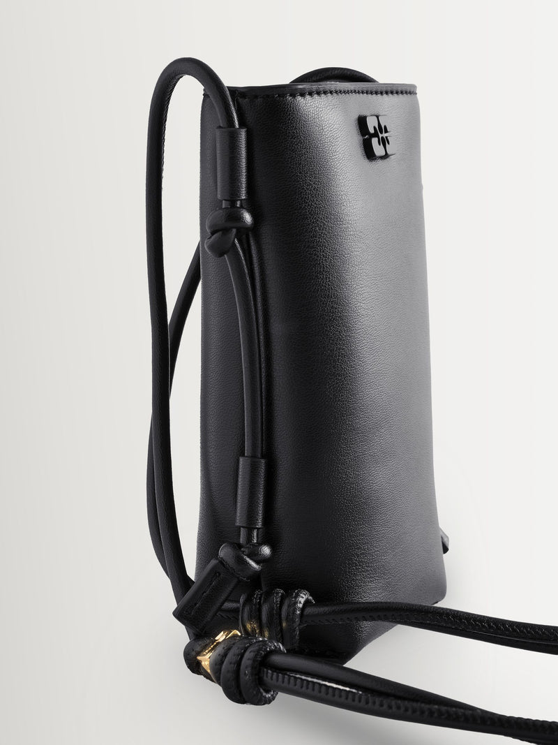 GANNI Bou crossbody bag black leather, imported from the UK