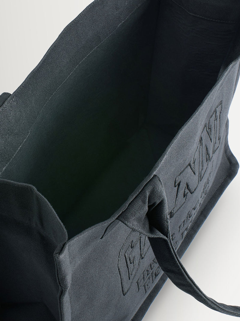 GANNI black denim tote bag with embroidered logo - British product