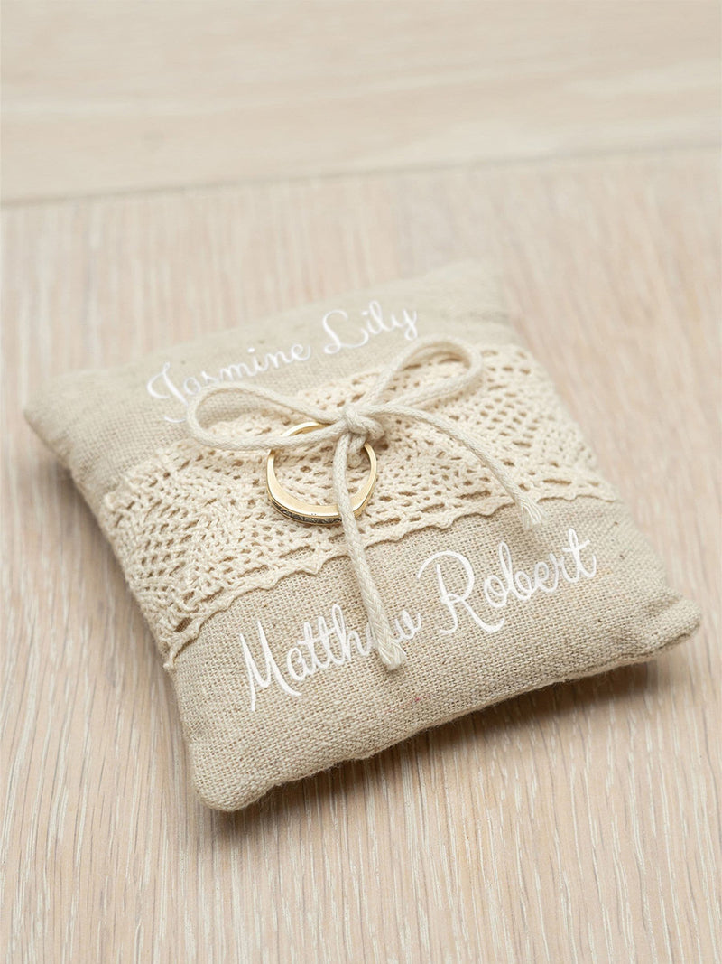 Jonnys Sister personalised wedding ring cushion 20cm, UK version