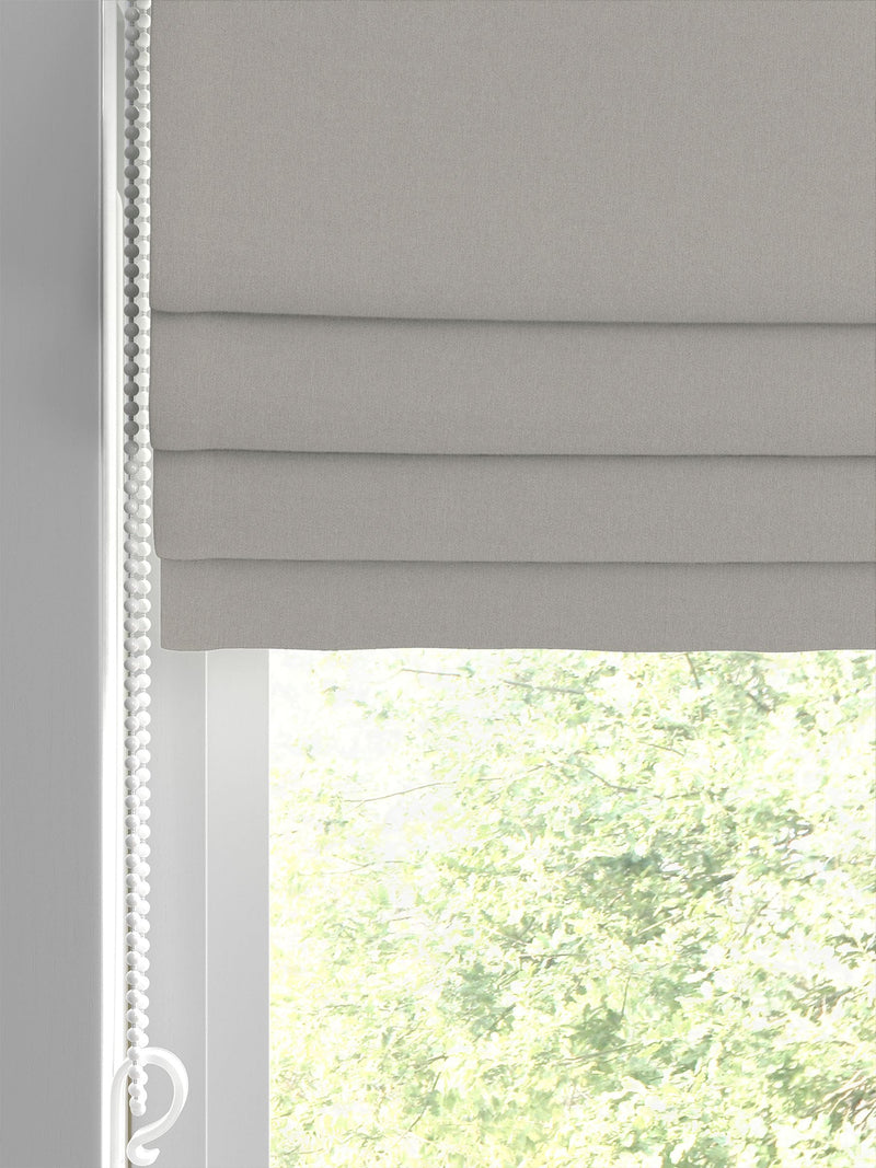 Laura Ashley pale French grey velvet roman blind, imported from the UK