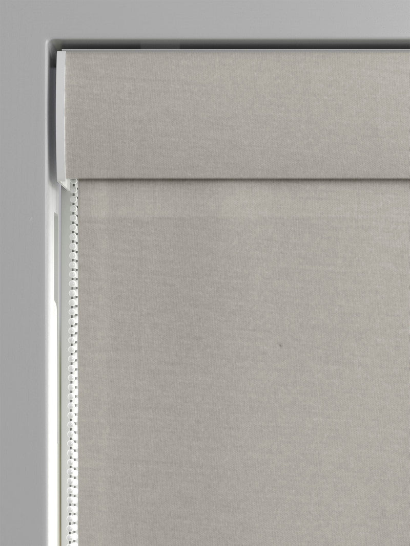 Laura Ashley pale French grey velvet roman blind, imported from the UK