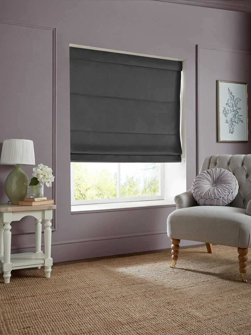 Laura Ashley pale charcoal grey velvet roman blind (British brand)