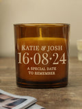 PMC personalised amber glass candle jar, imported from the UK