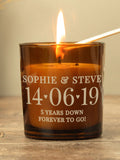 PMC personalised amber glass candle jar, imported from the UK