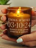 PMC personalised amber glass candle jar, imported from the UK